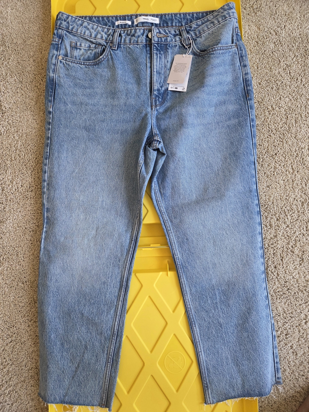 NWT Women's Mango Light Blue High-Rise Straight Jeans - Size 12